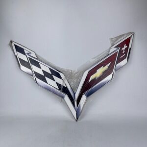 2014-2015 Chevrolet Corvette Stingray C7 Rear Cross Flags Emblem 23168616 OEM GM